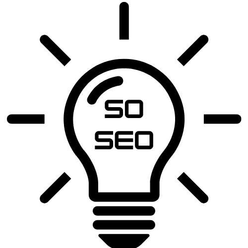 Second opinion SEO logo - the outline of a light bulb in black with white interior on a white background. The lightbulb has 7 rays radiating from it indicating the light is on. The letters SO SEO are inside the lightbulb as an acronym for Second Opinion SEO.